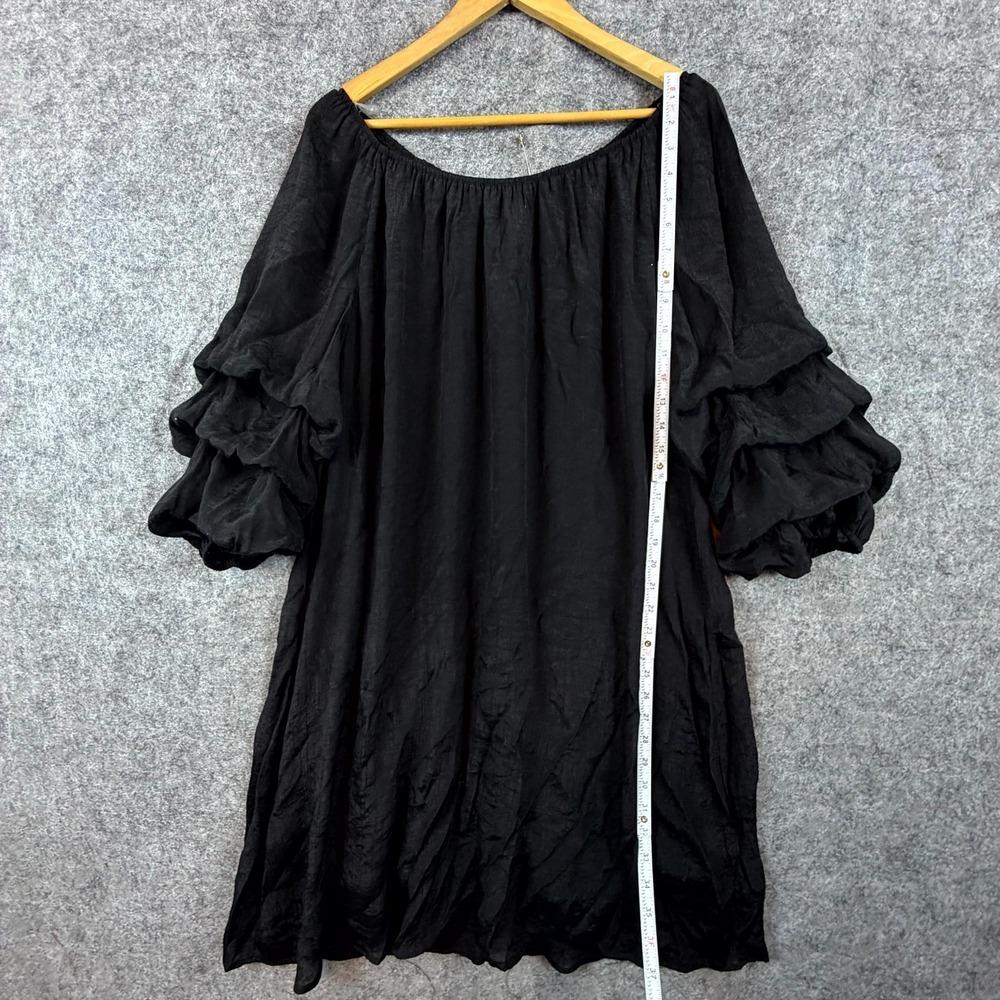 Indigo Rose Midi Dress Womens 3X Black Ruffled Sleeve Oversized Flowy LBD Party - Picture 3 of 7